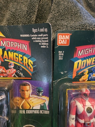 🔥 Mighty Morphin Power Ranges Pink Green Ranger 1993 Flip Head Bandai - Picture 5 of 16