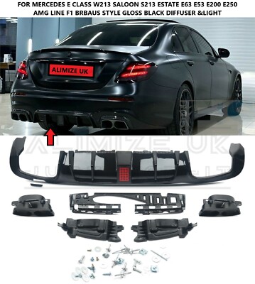 FÜR MERCEDES E KLASSE W213 S213 E63 E220 E53 DIFFUSOR HINTEN AMG F1 STYLE SCHWARZ
