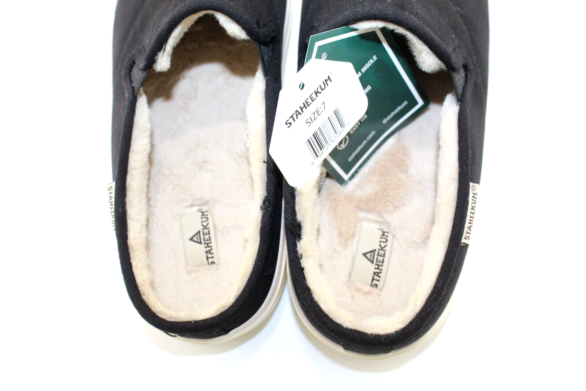 f． Staheekum Women's Slip on Mule Shoes Memory Foam Plush lining Size