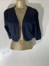 Womens Coast Small Black Thin Knit Short Sleeve Crop Cover Up Bolero Cardigan