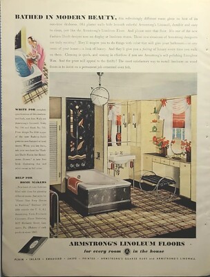 Armstrong Linoleum Floors Modern Beauty Lancaster PA Vintage Print Ad 1936