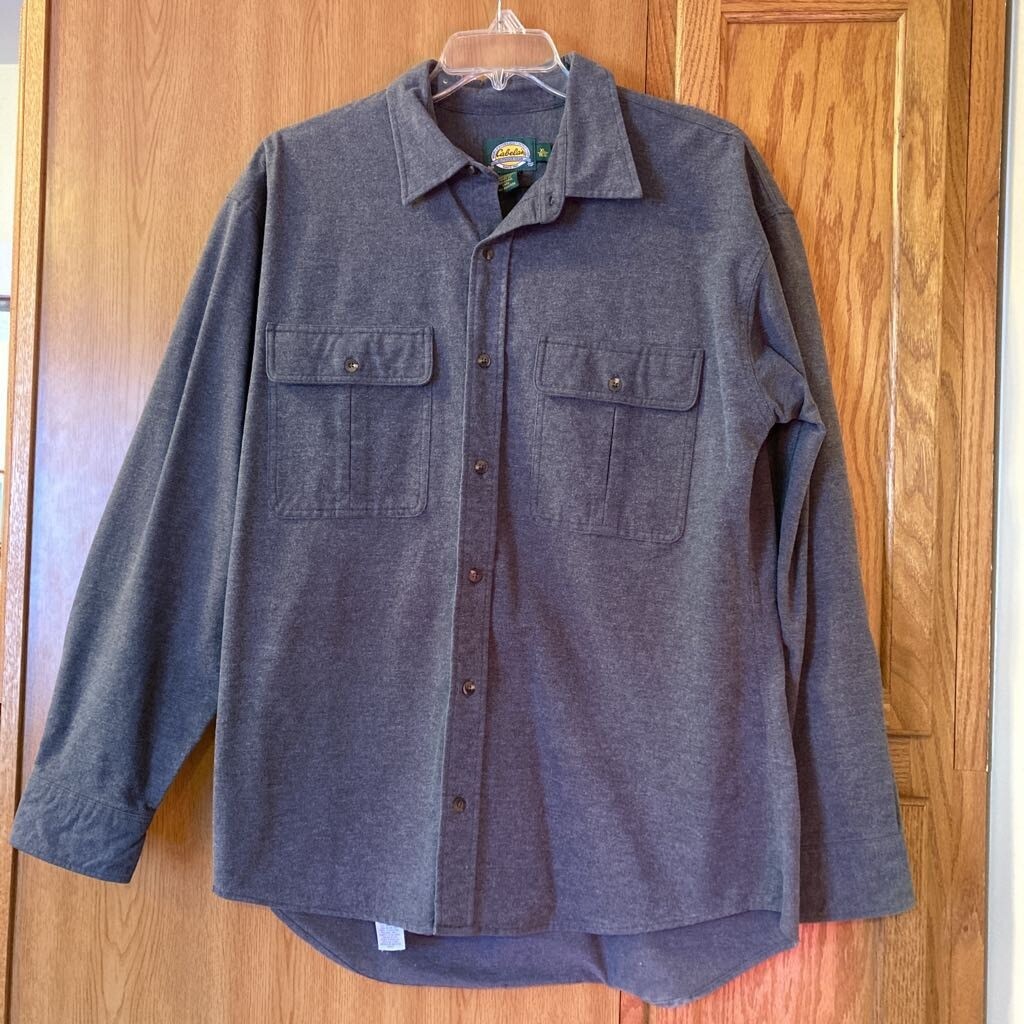 Cabela's Mens Flannel Shirt Jacket Gray Heathered Fla… Gem