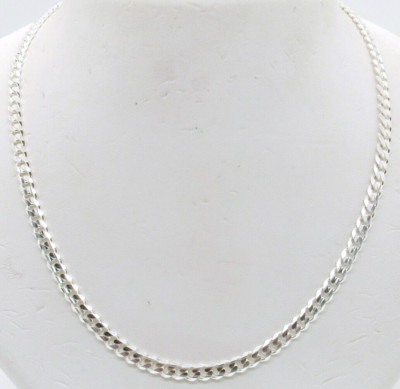 NEU HERREN STERLINGSILBER 0,925 RHODINIERTE 24'' RANDSTEIN KUBANISCHE KETTE HALSKETTE