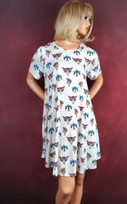 L & B Short Sleeve Thunderbird & Skull Southwest Pocket Dress Size M Stretchy