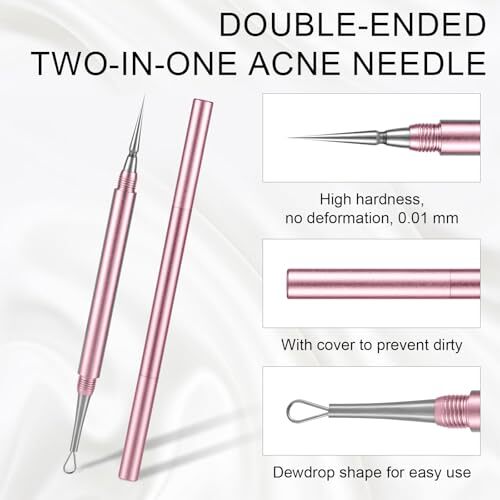 Blackhead Extractor, Metal 2 in 1 Acne Clean Needle Professional Pimple Popper - Bild 4 von 7