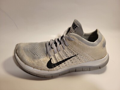 Nike Free Flyknit Womens M Shoe Sneaker 631050-101 Gray Mesh Light  Weight