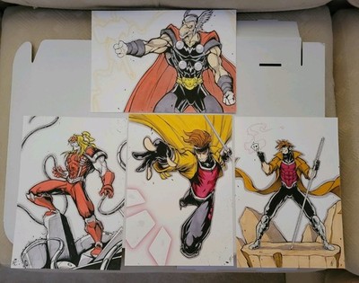 Original IG Artist Angelo Nardone Marvel Art Commissions X4 Gambit Omega Red ECT