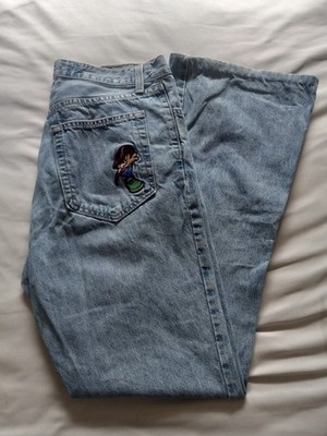 RARE - JNCO Vintage Baggy Jeans Girl SZ 13 Girlie Stuff Embroidered Made In USA