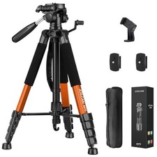 JOILCAN 74-In Camera Tripod 15LB Aluminum W/ Phone Holder Travel