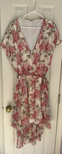 SHEIN Curve Women’s V-Neck High-Low Hem Pink Floral Print Dress 3X NWOT