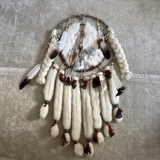 RARE ART INDIAN VINTAGE EX - LARGE HANDMADE DREAM CATCHER !