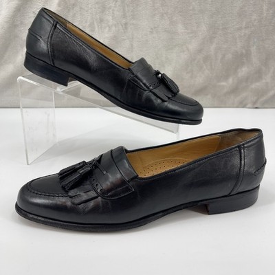 Bally Vintage Men's 8.5D Vigo Black Leather Tassel Kiltie Slip On Loafers Italy
