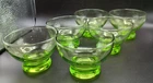 Set Of 6 GREEN DEPRESSION GLASS SHERBET DESSERT CUPS No Damage Beautiful