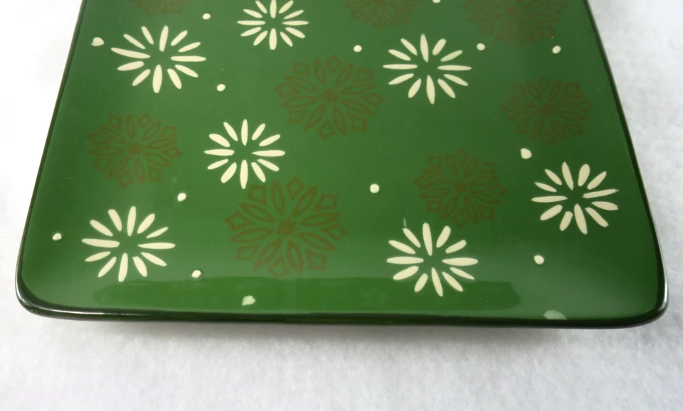 Platos cuadrados verdes de 3 peets café vacaciones de Navidad copos de nieve Starbursts 8" Foto 4 de 4