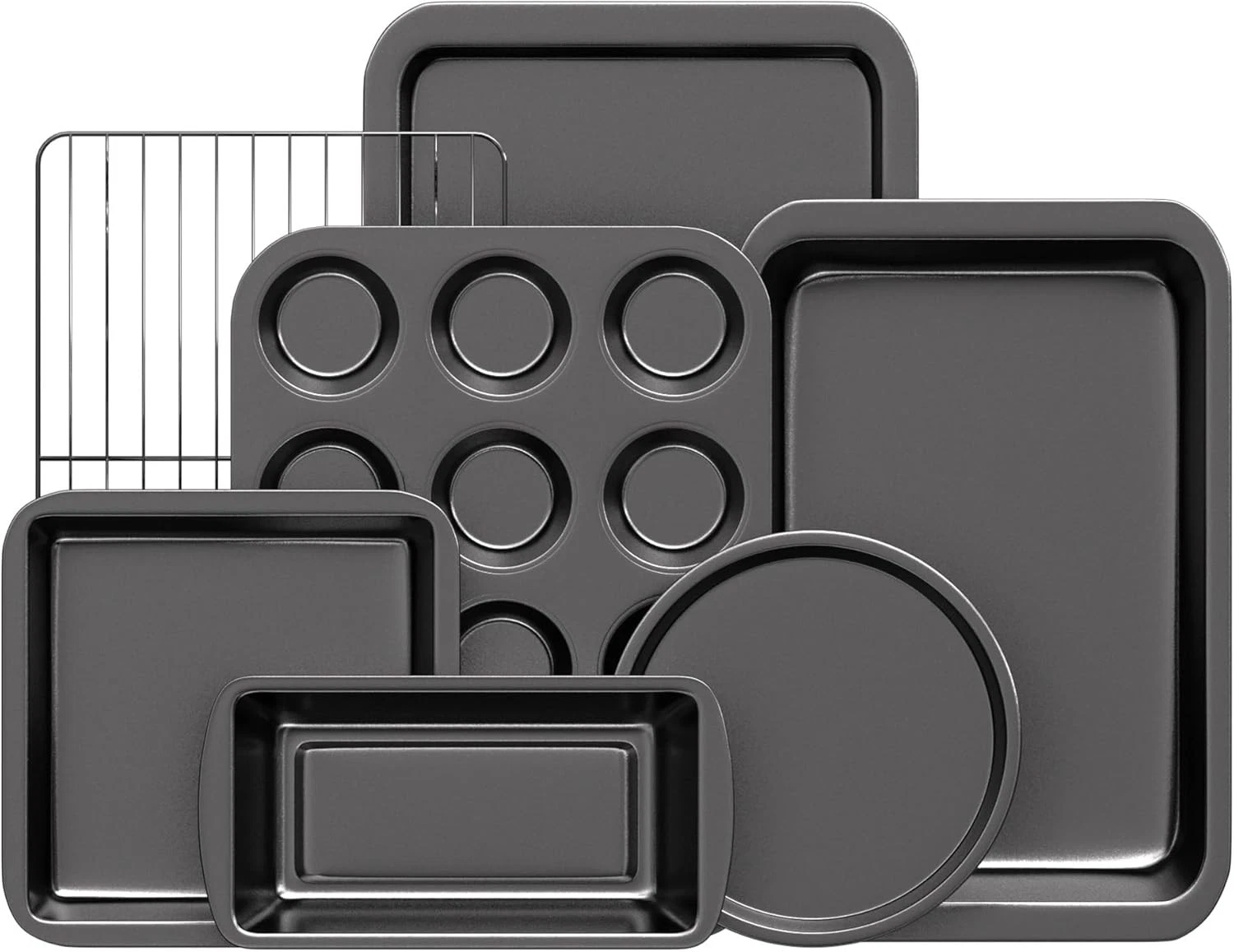 Baking Pans Sets Nonstick Bakeware Sets 7-Piece W/ Round/Square Cake Pan Loaf