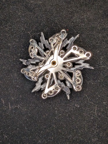 Schwarze Brosche Anstecknadel Strass Modeschmuck Sechs Punkt Blume - Bild 13 von 19