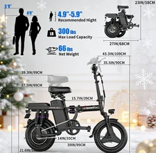 Folding Electric Bike for Adults and Teens 1500W Motor 30MPH UL 2849Certified US
