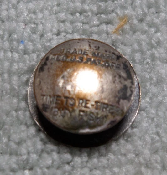 Vintage Antique Overall Stud Button FISK TIRE LITTLE BOY CANDLE - Image 4 of 4