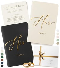 Gold Foil Vow Book, Wedding Keepsake, 28 Pages, For Couples, Ivory Black