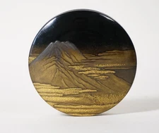 19th Century Japanese Maki-e Kogo  Fuji-san Landscape with Gold Clouds Edo Meiji