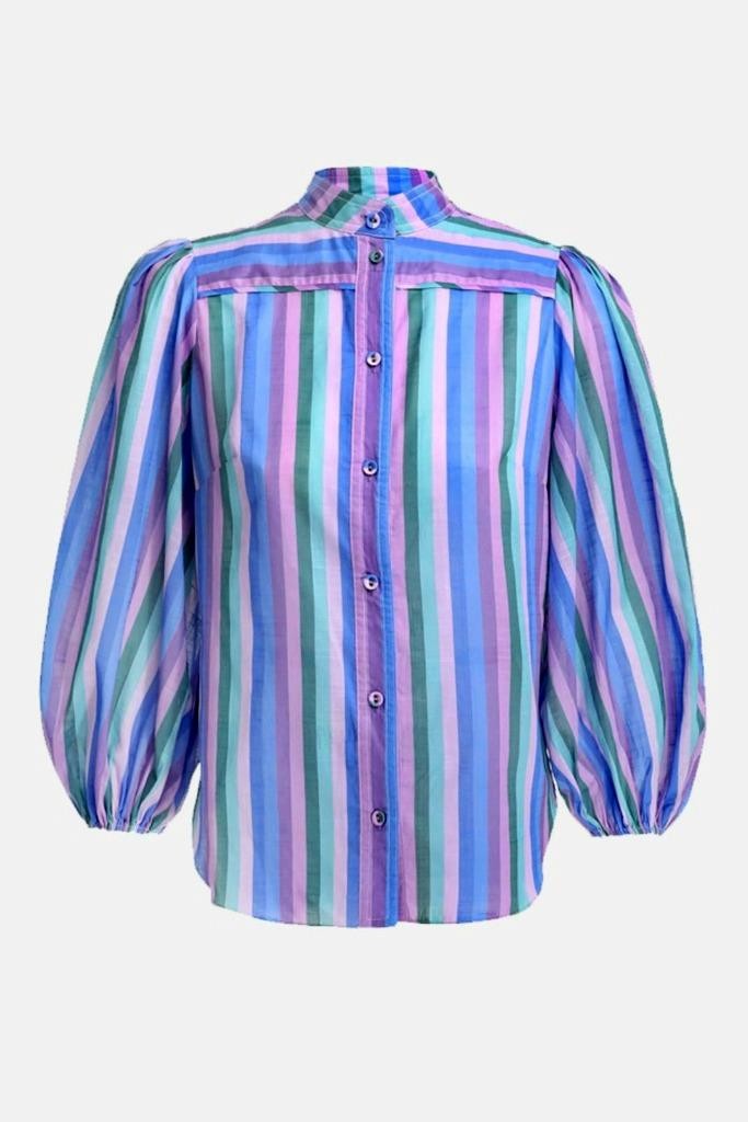 ZIMMERMANN POPPY STRIPED COTTON BLOUSE SZ.0/XS