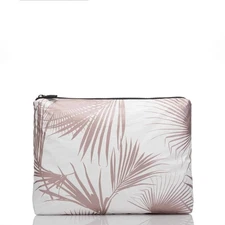 NWT Aloha Collection Day Palms Mid Size Pouch In Rose Gold 11.5 “ W X 8.5” H