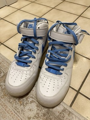 NIKE Air Force One Mid Weiß Babyblue Blau Wie Neu Gr. 42 Selten