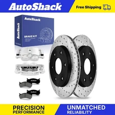 Front Drilled Slotted Brake Rotor Premium Ceramic Pad Caliper for Express 1500