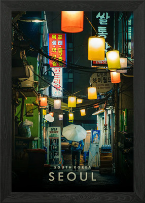 Seoul City night Framed Wall Art Poster Canvas Print Picture