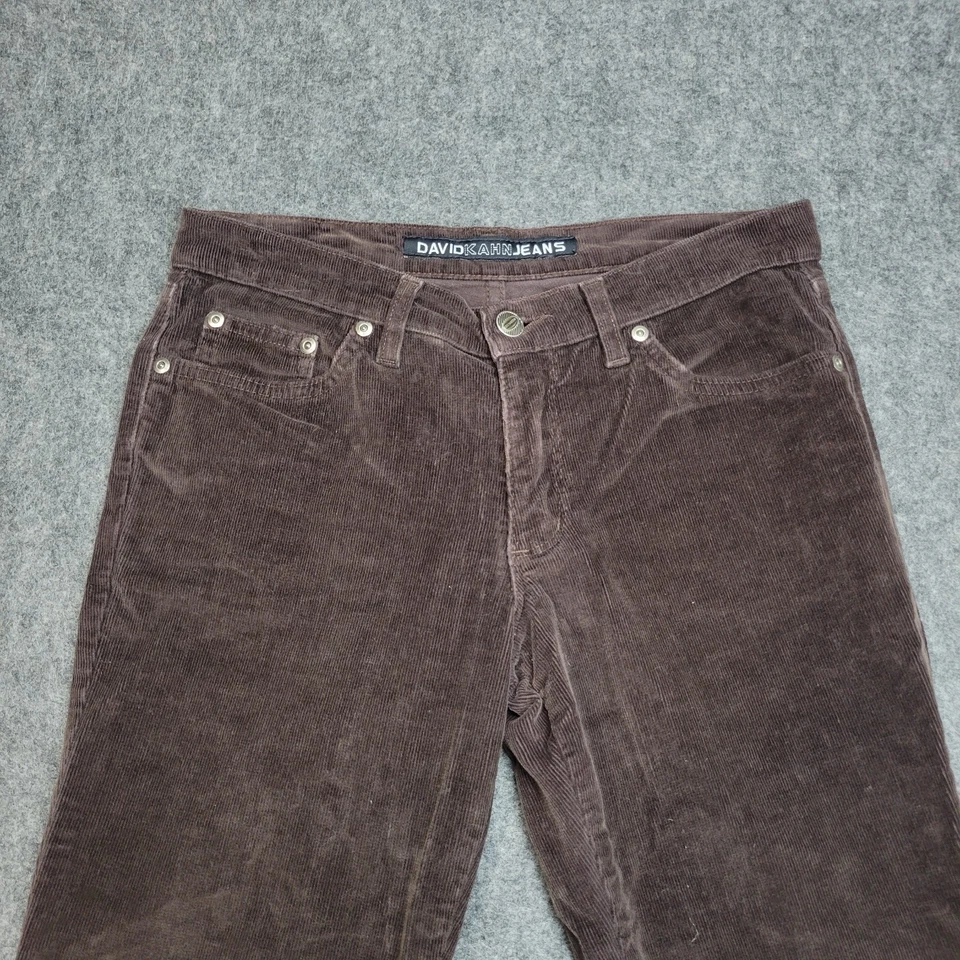 Pantalones de mezclilla David Kahn para mujer 2 marrón pana festival pierna acampanada Y2K 2000S preppy Foto 4 de 4