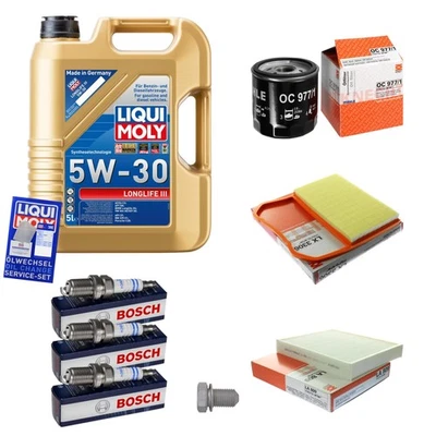 LIQUI MOLY, MAHLE, BOSCH Inspektionspaket 5L Liqui Moly Longlife III 5W-30 Zündkerzen für Skoda Fabia