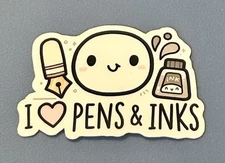 NEW The Coffee Monsterz Co. “I ❤️ Pens & Inks” Emoti Sticker TCMC