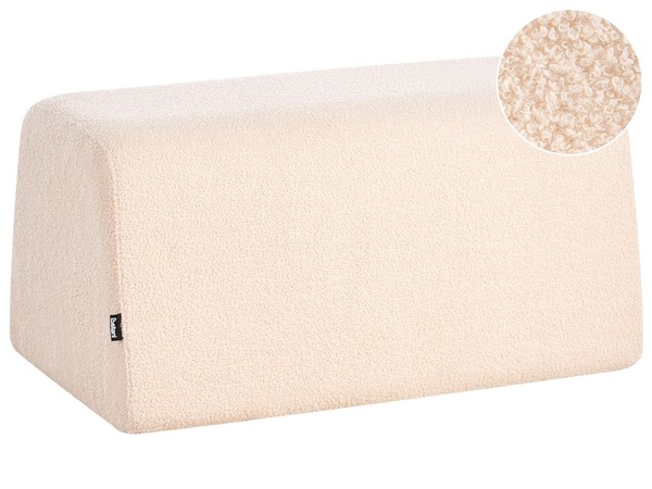 Pouf Bouclé Stoff Gepolstert Beige Sitzbank FußHocker Sinclair-image