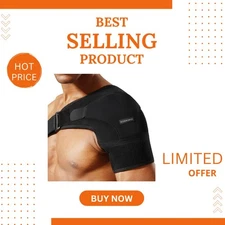 Adjustable Black Shoulder Brace: Ideal for Athletes Recovering from Injury