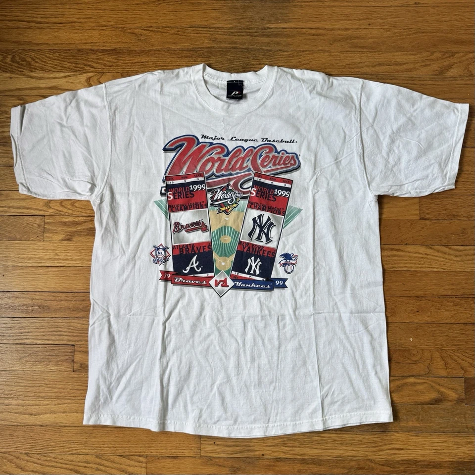 Camiseta De Colección Años 90 NY Yankees Atlanta Braves Jugador Profesional Serie Mundial Para Hombre 2XL Foto 2 de 4