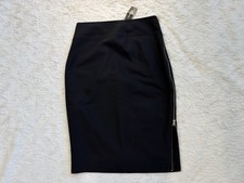 'Express' Black High Waist Pencil Skirt Gold Side Zip   New With Tags