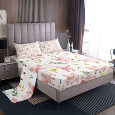 Pig Sheet Set Twin Size Kids Cartoon Pigs Bed Sheets Set for Boys Girls Teens...
