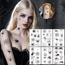 10 Sheets Halloween Spider Cobweb Waterproof Temporary Tattoo Sticker Body Art