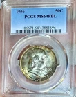 1956- Benjamin Franklin Half Dollar PCGS 64 FBL, Toned Obverse, PQ Eye Appeal