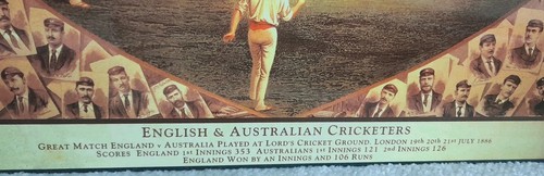 Insegna stampa metallo IF WEEDON Cricketers inglese e australiano 40 cm x 30 cm - Foto 2 di 3