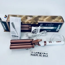 Conair Double Ceramic 3 Barrel Curling Iron, Hair Waver, Create Beachy Waves