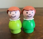Vintage Fisher Price Little People Rare HTF Variation Green Girl + Lime Girl