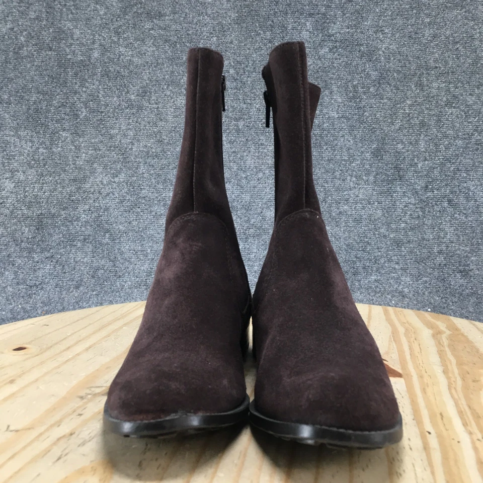 Calvin Klein Botas Mujer 6.5M Terra Marrón Botín al Tobillo Gamuza Cremallera Media Pantorrilla Tacones Foto 3 de 4