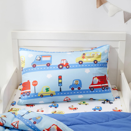 4-Piece Toddler Bedding Set, Bed-In-A-Bag Comforter Set, Includes 1 Flat Sheet, - Picture 4 of 12