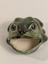 Vintage Handmade Ceramic Green Big Mouth Frog...