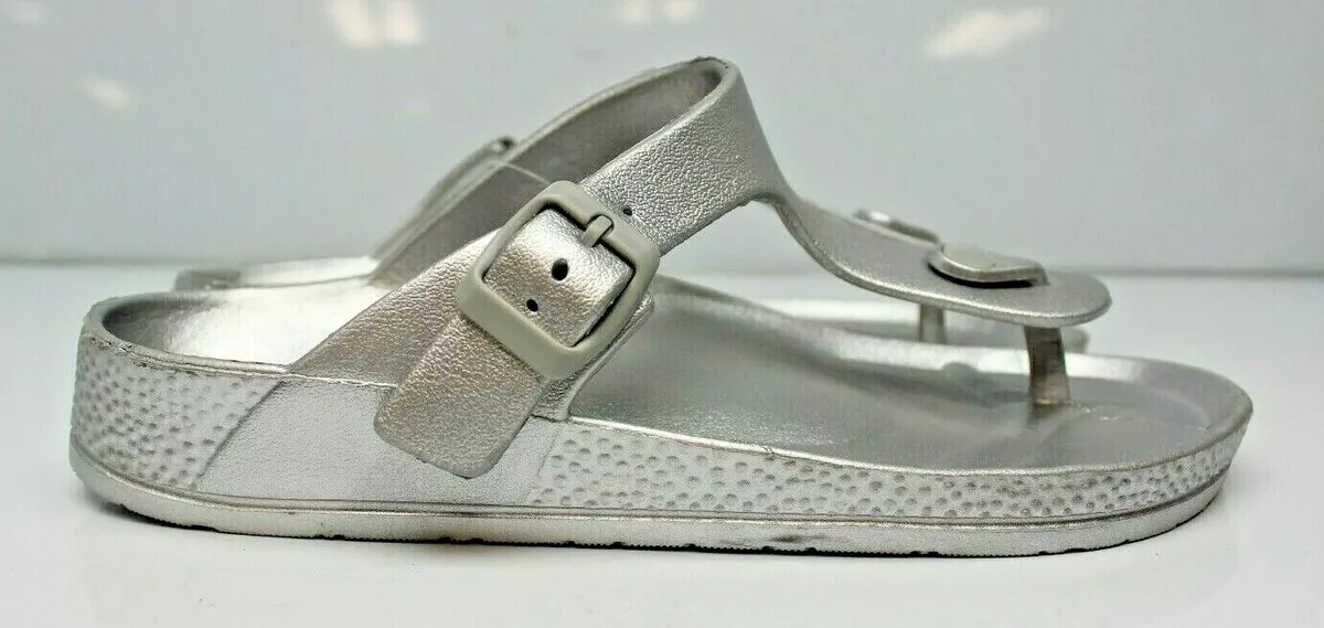 Seven Dials Cadella Silver Slip On Thong Slides Womens Sandals