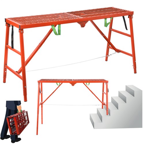 Adjust Height Work Platform Portable Foldable Scaffolding Ladder Non-Slip - Picture 3 of 12