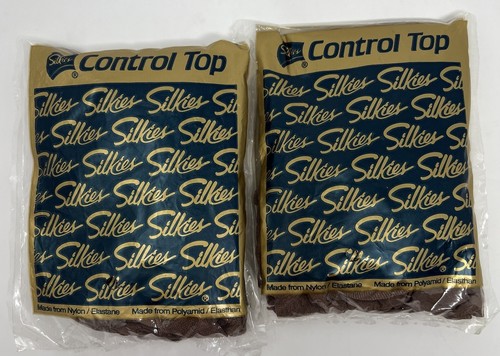 2 Packs SILKIES Vintage Control Top Pantyhose QUEEN Size Beige Color Hosiery