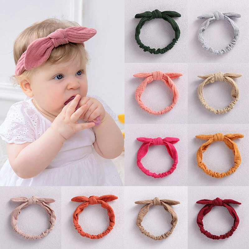 4 Fasce Per Capelli Per Neonate Con Fiocco, In Nylon Morbido Ed Elastico, Multicolore, Circonferenza Regolabile 35-60 Cm, Regalo Per Baby Shower