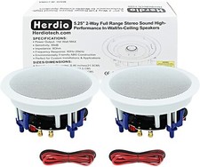 Herdio 5.25 Inch Bathroom Kitchen Ceiling Speakers 2 Way Wall Flush Mount Stereo